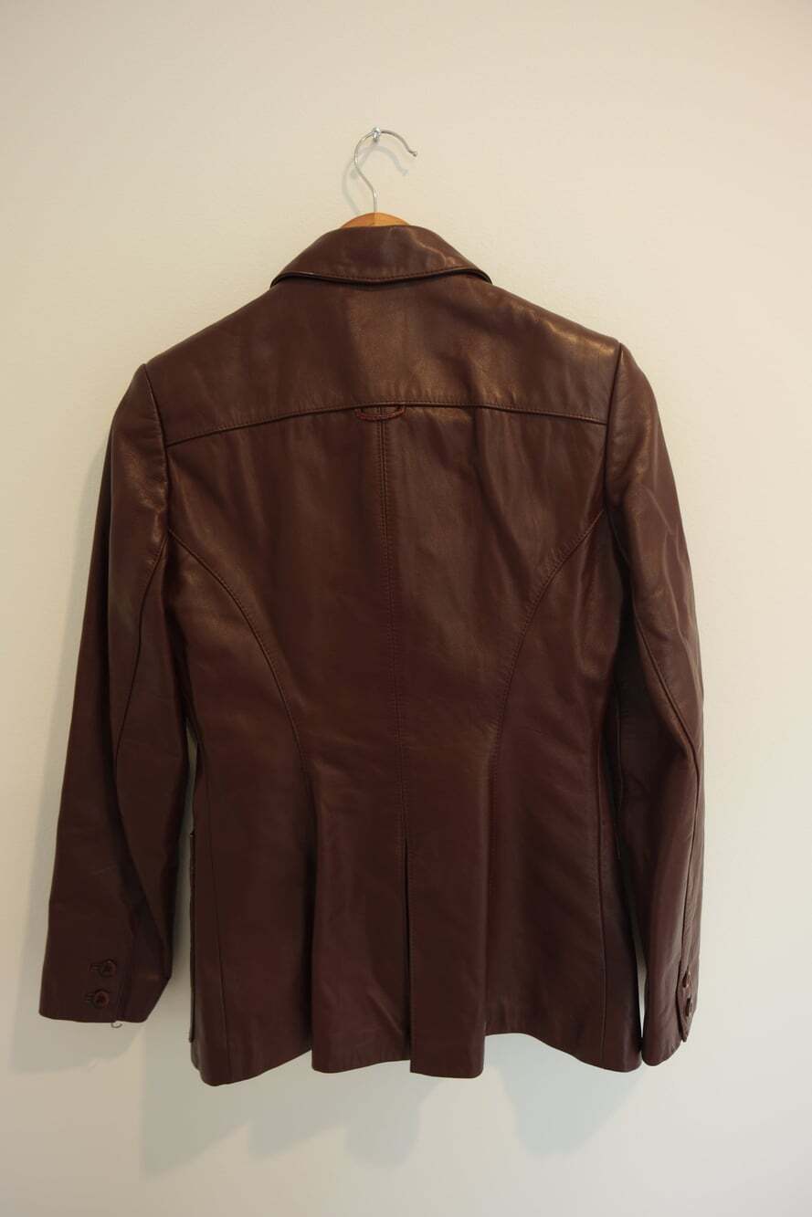 Vintage Etienne Aigner Burgundy Genuine Leather Blazer Jacket Size 8 70s 80s - Picture 4 of 11